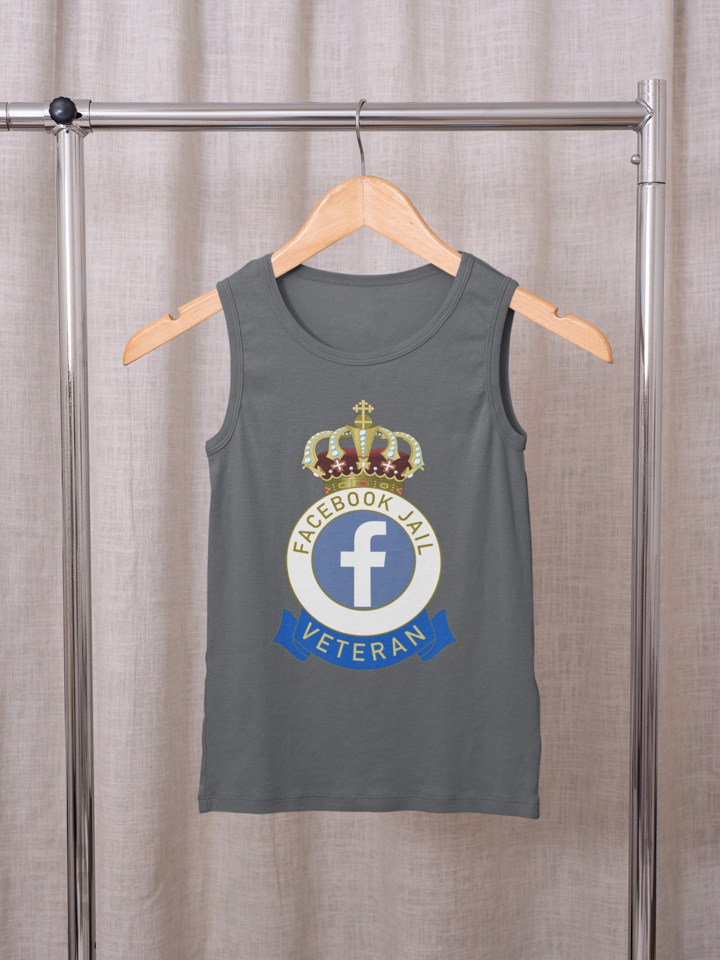 This tanktop is available in 13 different colors. Text & Motif, Facebook Jail Veteran