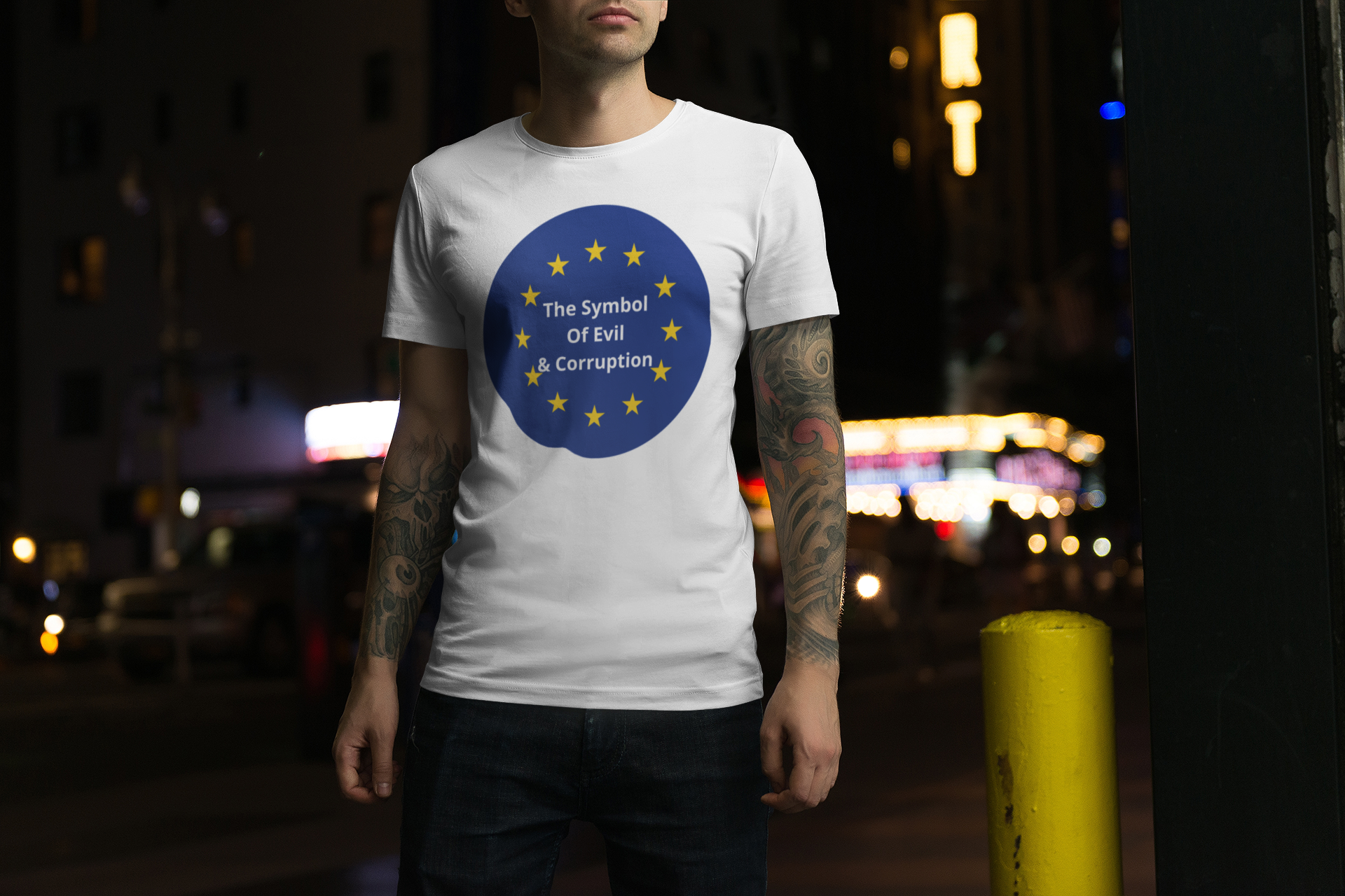 EU -The Symbol Of Evil & Corruption . TShirt Men/Herr