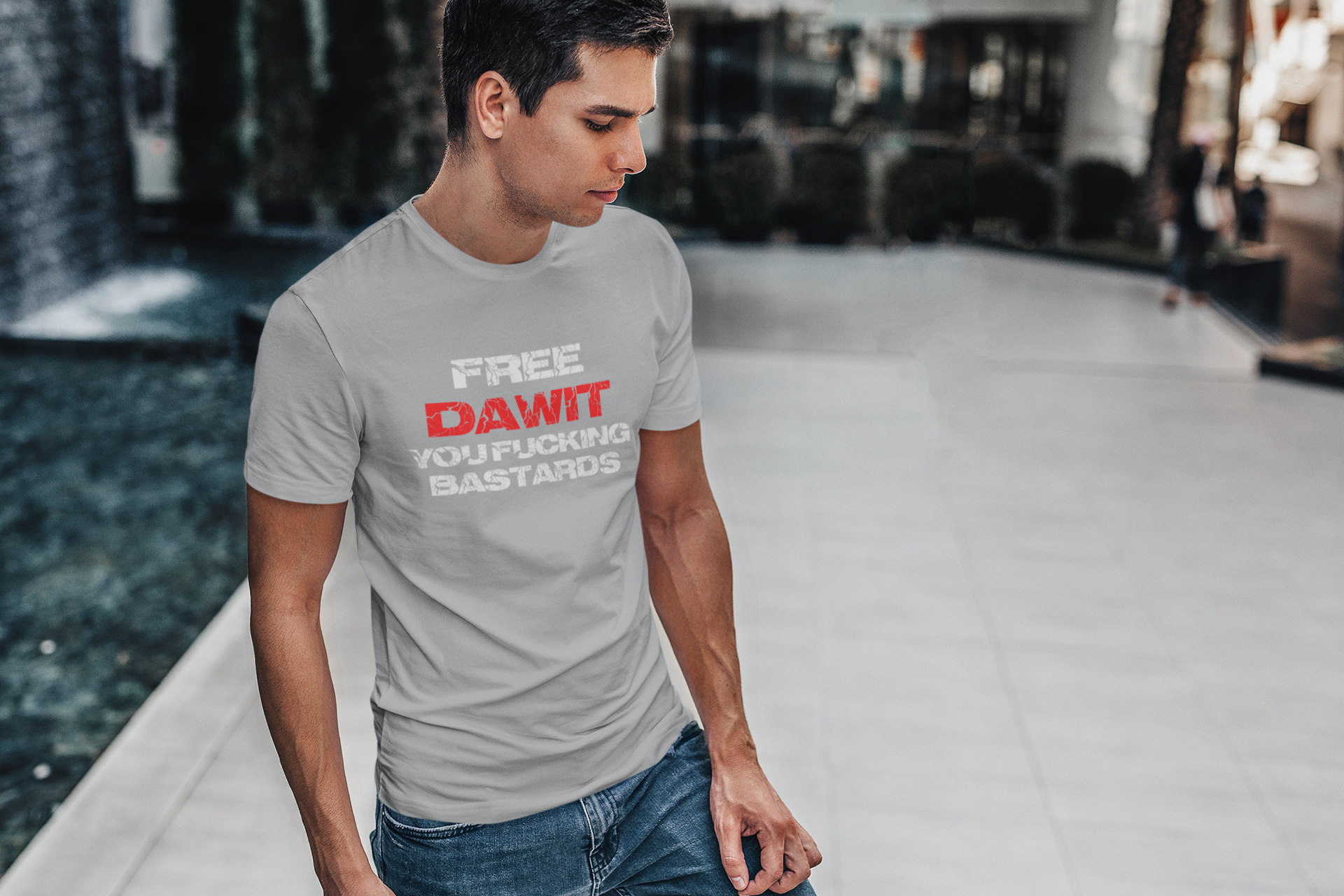 T-Shirt Herr med text Free Dawit