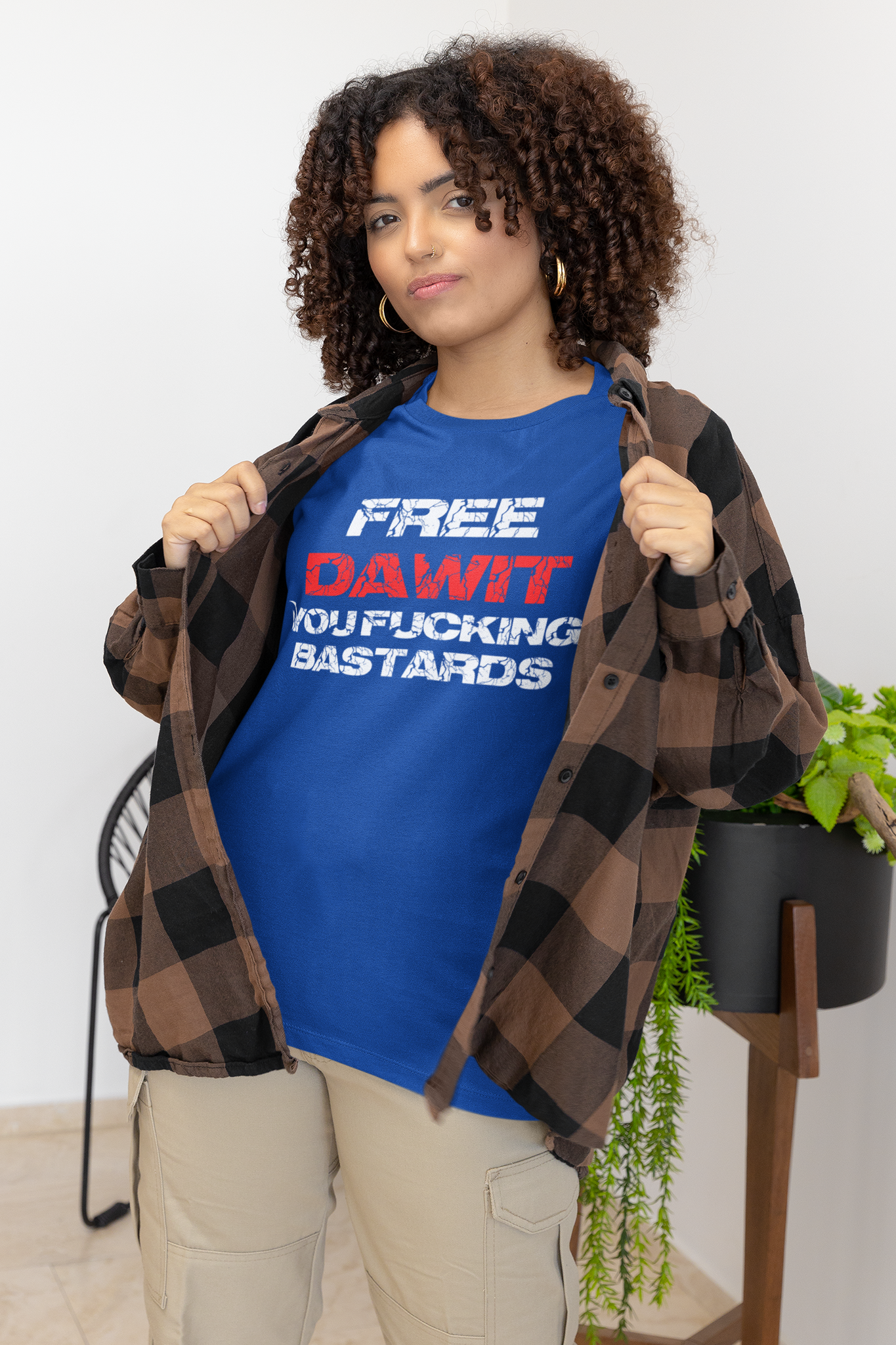 T-Shirt Women with textprint Free Dawit You Fucking Bastards