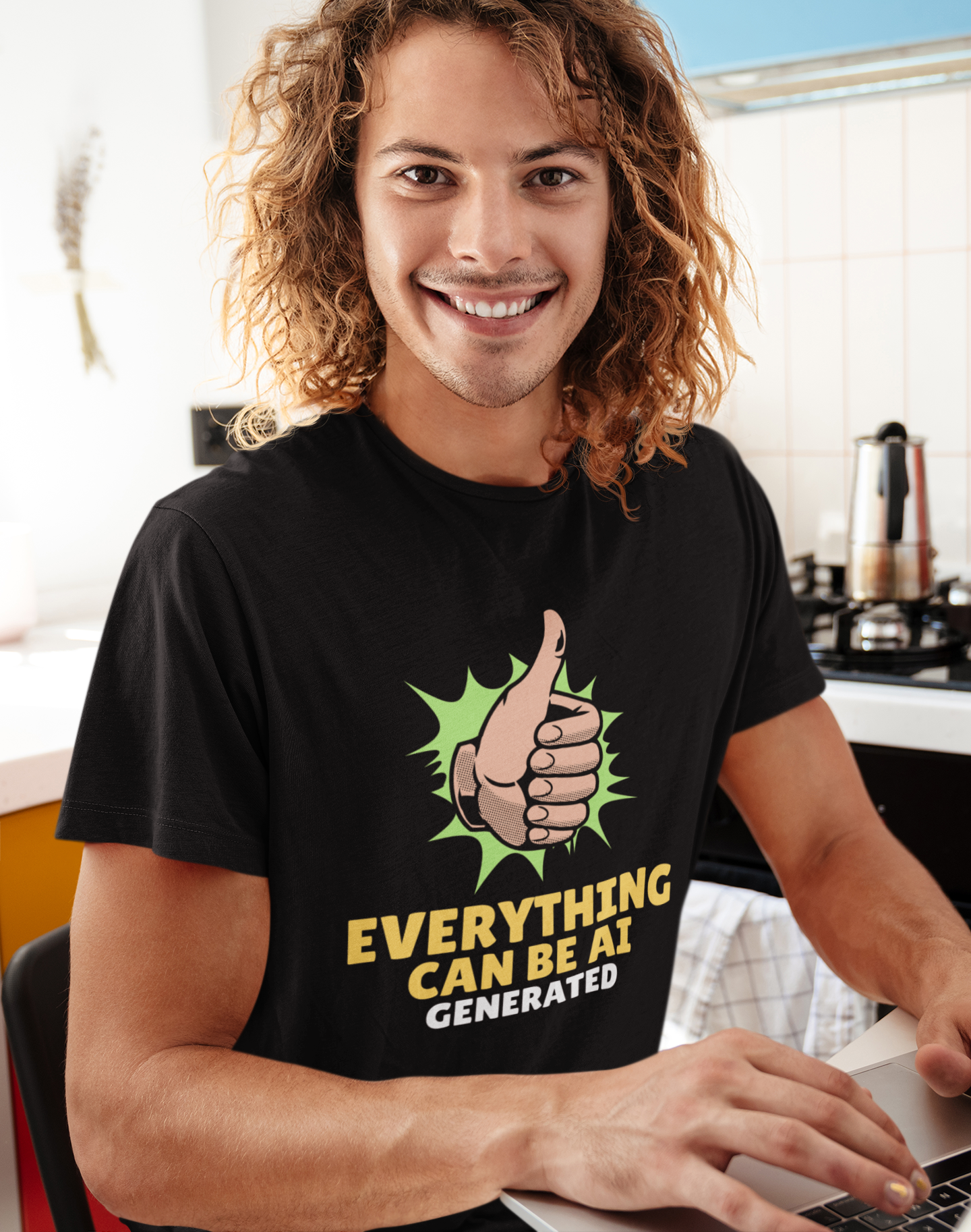 T-Shirt Men, text; Everything Can Be Ai Generated. Ai Merchandise