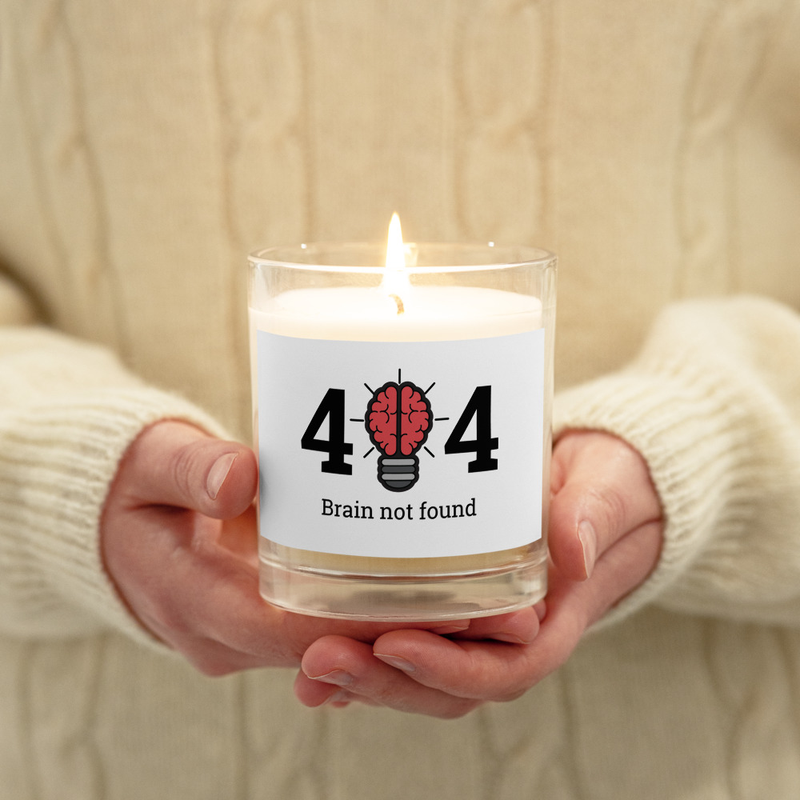 404 Brain Not Found Wax Candle - White - Unscented