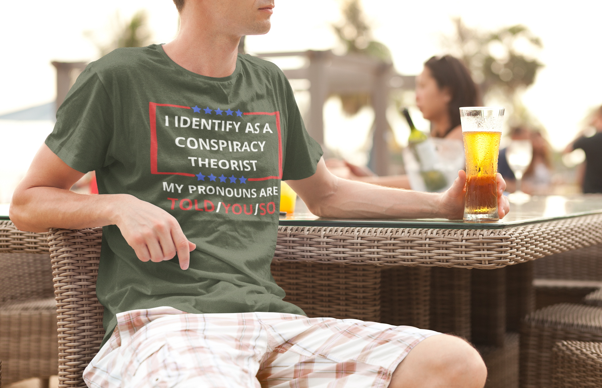 Men's T-shirt for independent thinkers with the text I Identify As A Conspiracy Theorist My Pronouns are Told/You/So