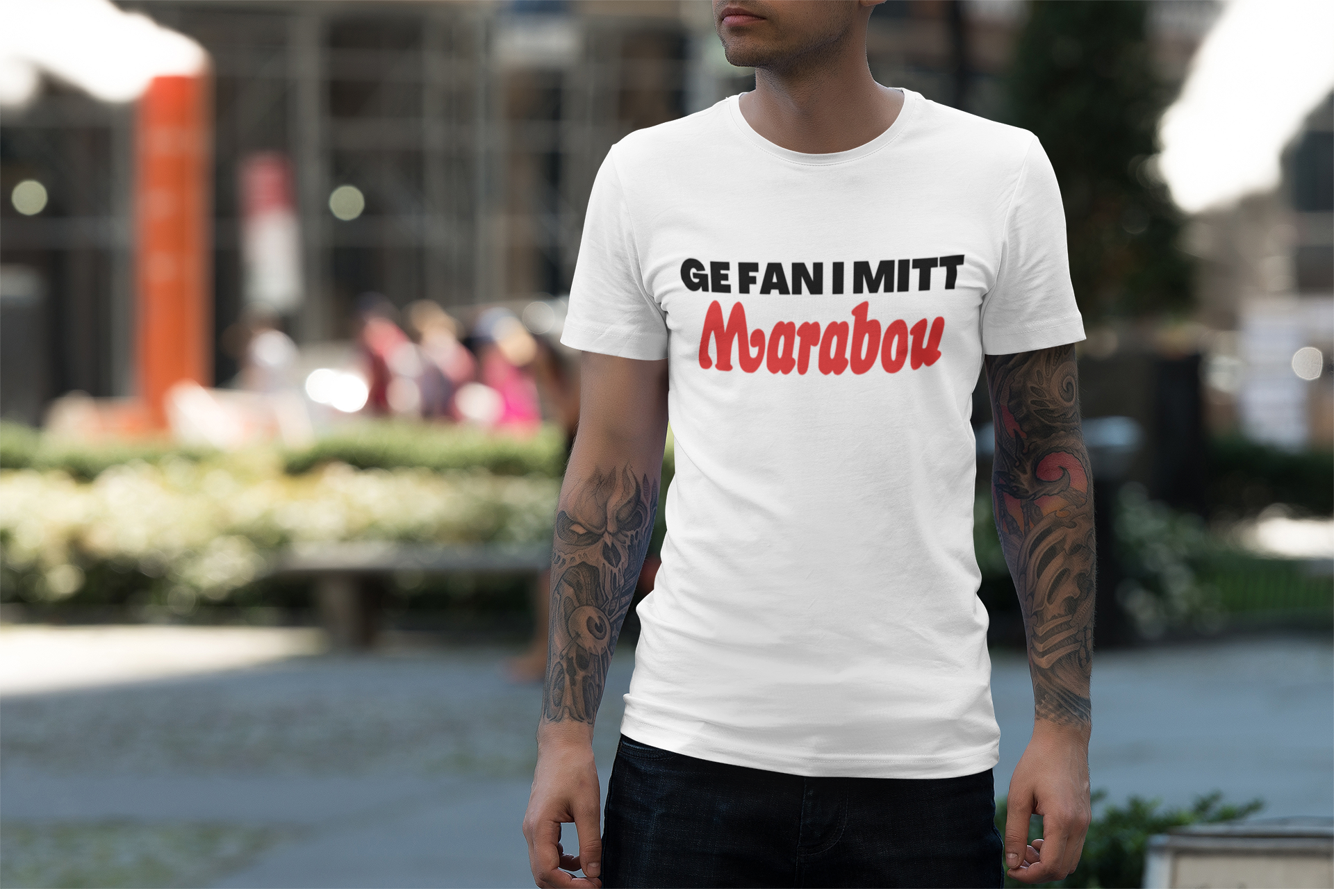 T-Shirt Herr med text Ge Fan I Mitt Marabou