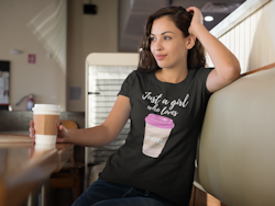 Girl Loves Coffee T-Shirt  Dam