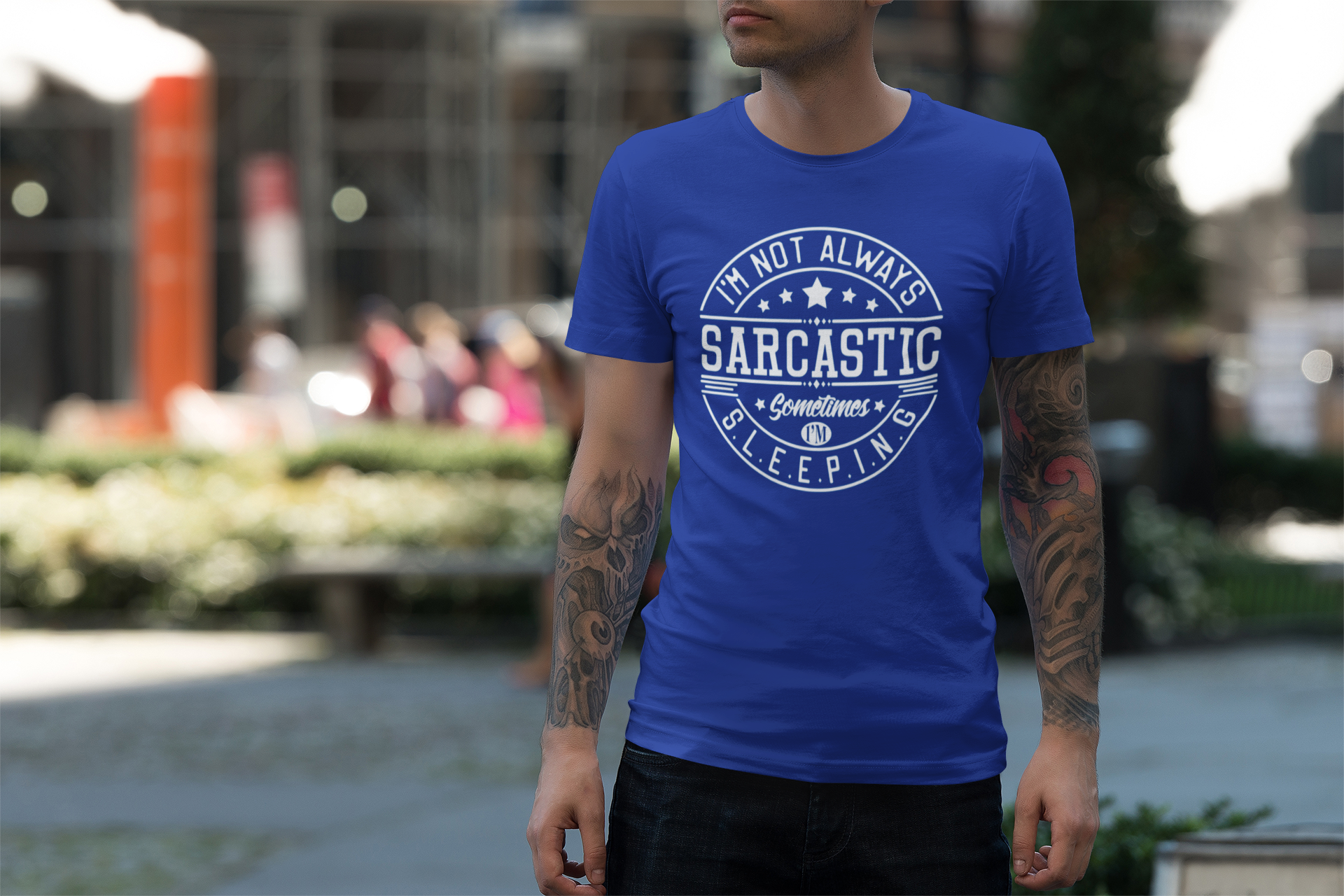 T-shirt för män med text - 'I'm not always sarcastic, sometimes I'm sleeping