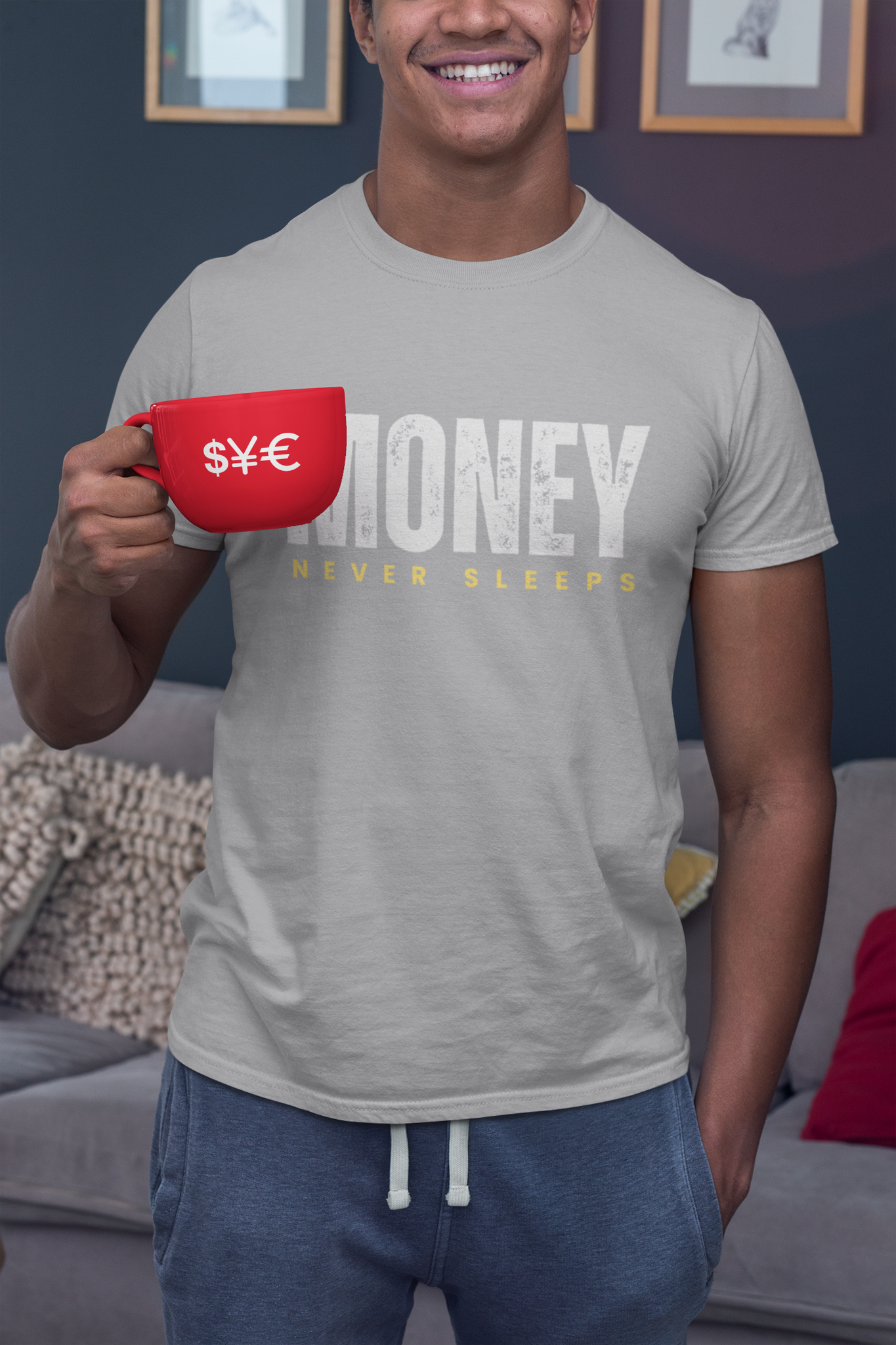 Money Never Sleeps T-Shirt Herr