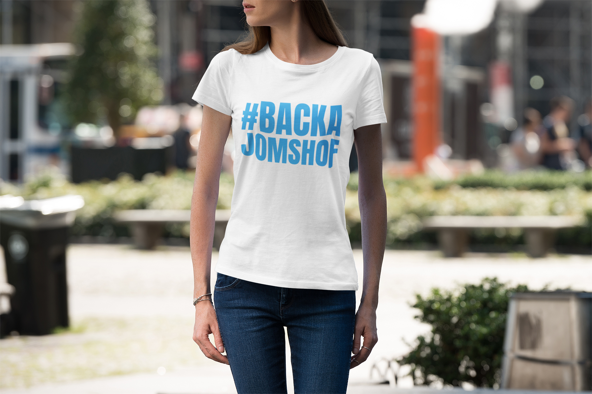 Tshirt Dam med tryckt text #Backa Jomshof