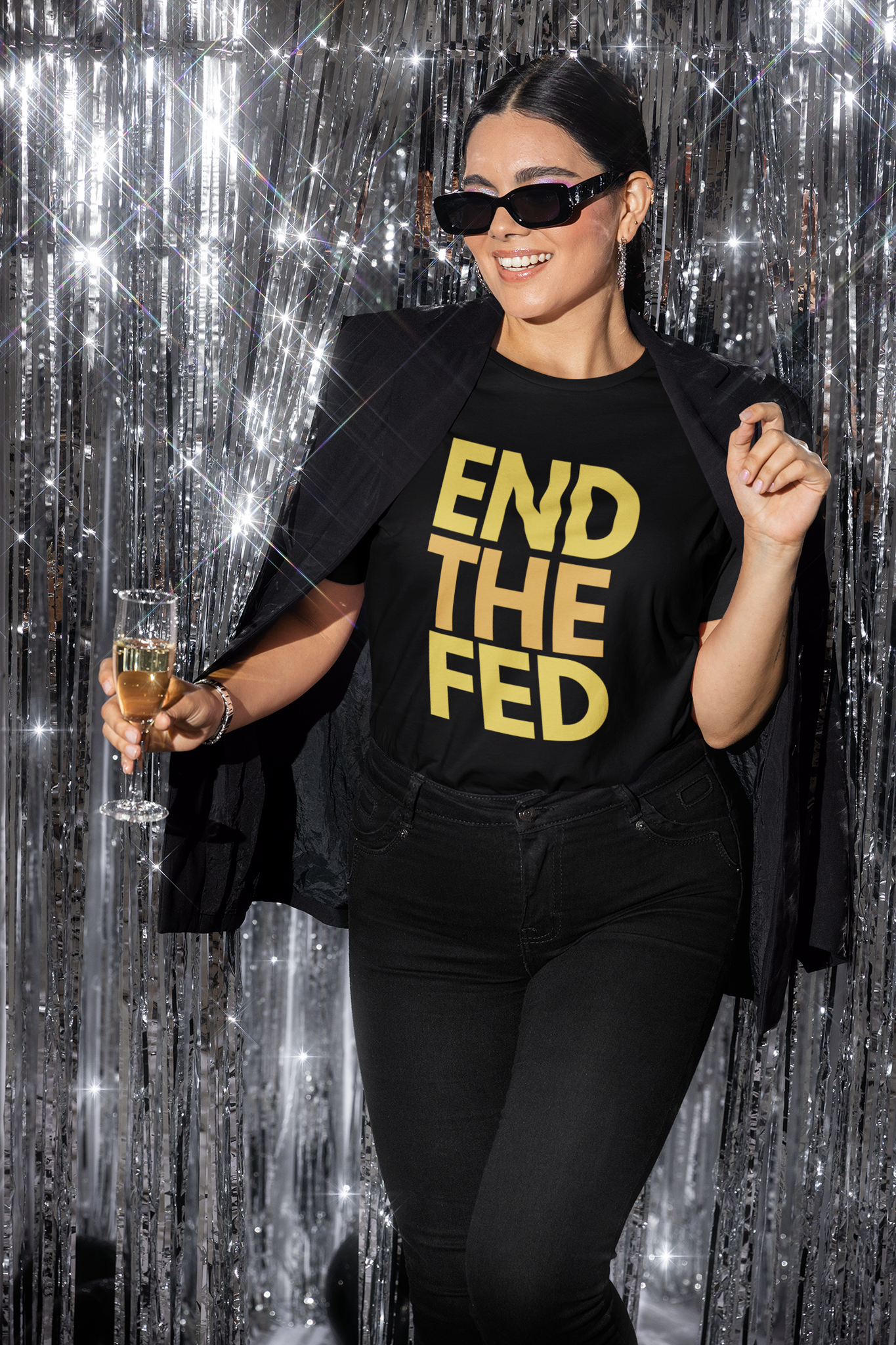 T-Shirt med tryck End The Fed i stora bokstäver, Federal Reserve T-Shirt Women
