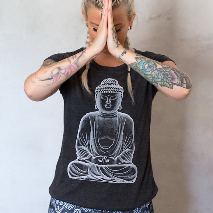 Yogia topp Buddha  - mörkgrå