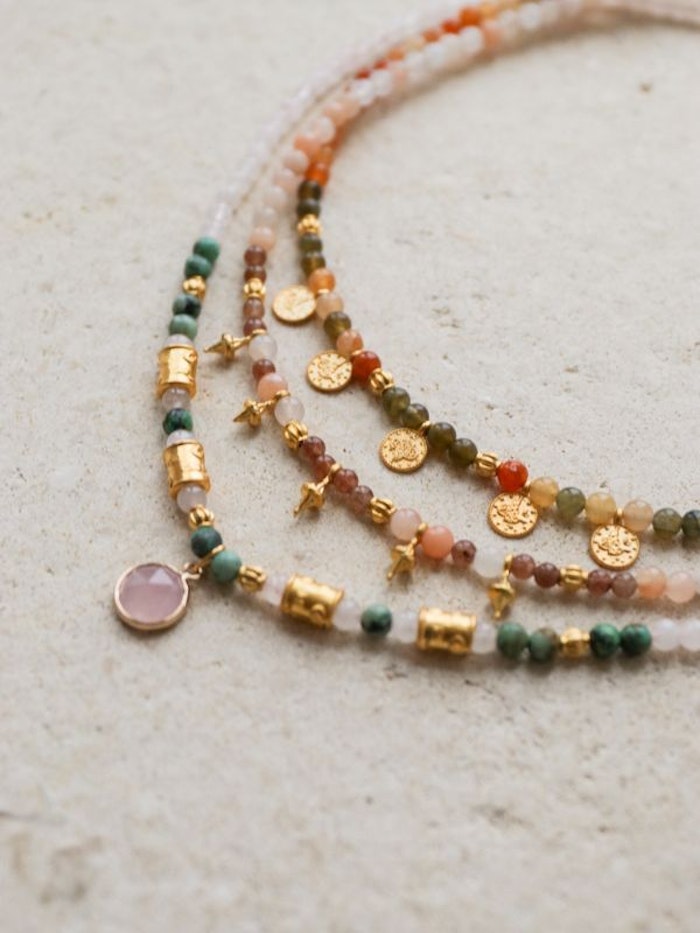 Halsband Unique Röd Aventurin, Labradorit - Blush & Promise