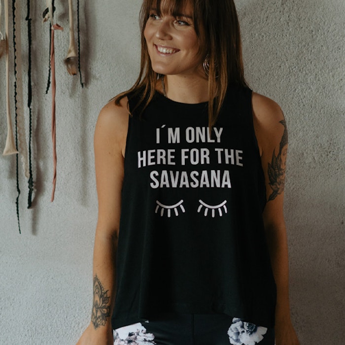 2:A SORTERING Linne stl XL Tank Top "I´m only here for the Savasana" Black - Soul Factory