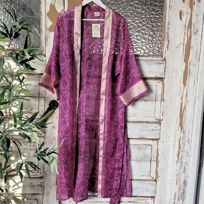 Kopia Kimono Uma återvunnen sari Nr 126