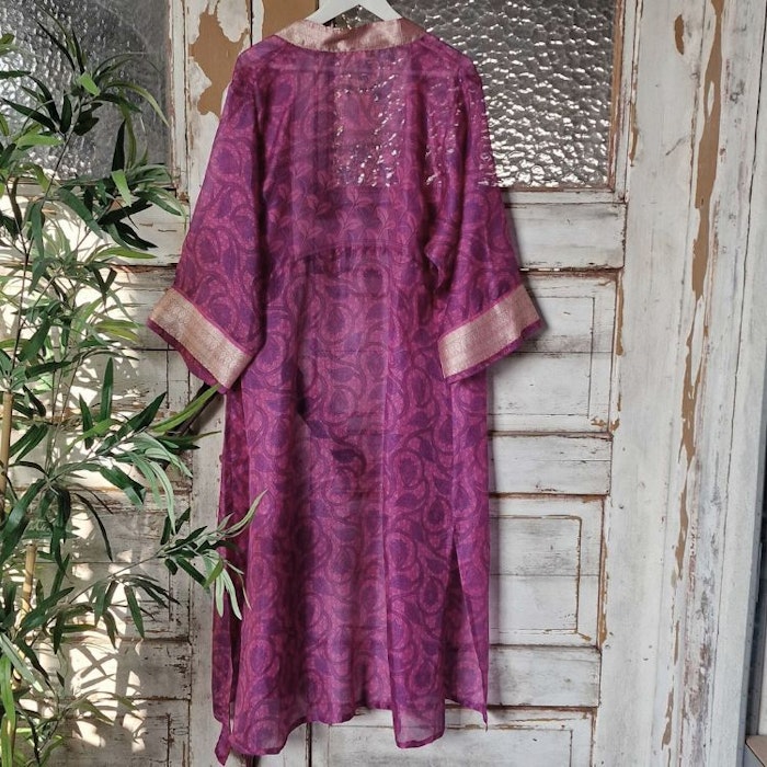 Kopia Kimono Uma återvunnen sari Nr 126