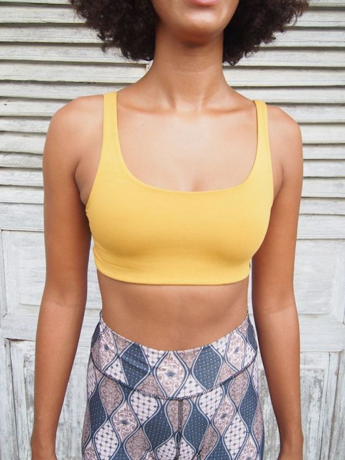 Yoga-BH Boxy Crop top Saffron - Indigo Luna