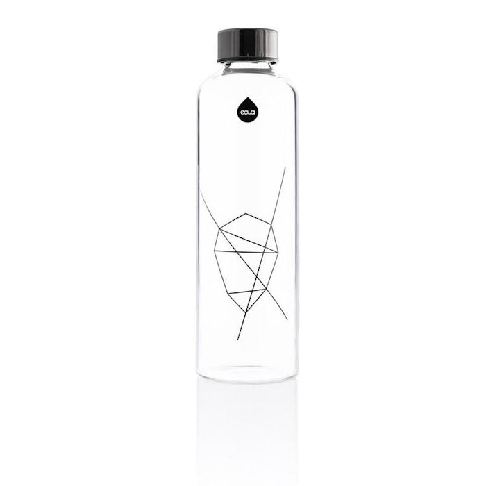 Vattenflaska Mismatch Graphite i glas - Equa
