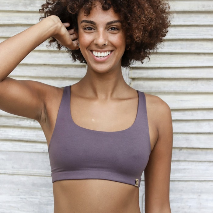 Yoga-BH Boxy Crop top Charcoal - Indigo Luna