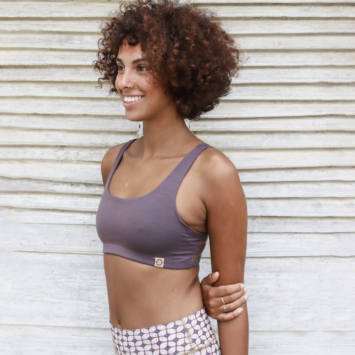 Yoga-BH Boxy Crop top Charcoal - Indigo Luna