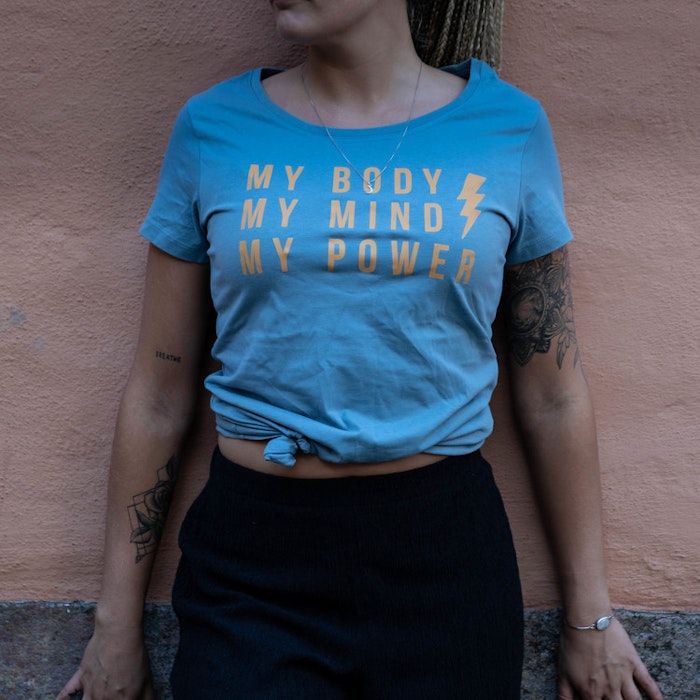 T-shirt "My body, My mind, My power" Petrol - Yogia