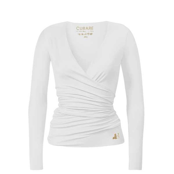 Yogatopp Wrap Jacket white/gold - Curare Yogawear