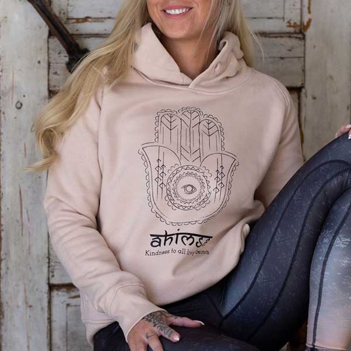 Hoodie Hamsa Ahimsa Nude - Soul Factory