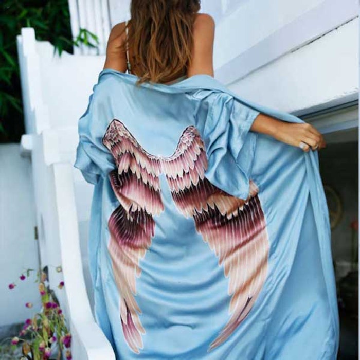 Silk angelwings Bathrobe "Ice blue" - Warriors of the divine