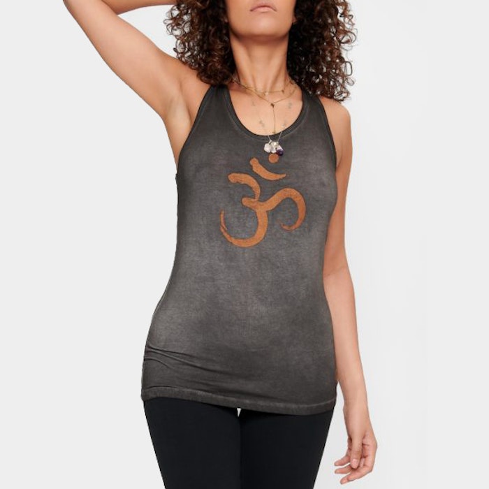 Yogatopp/linne OM Off black - Urban Goddess