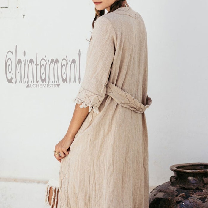 Khadi kimono long Natural - Chintamani Alchemi