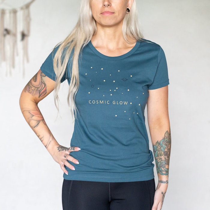 T-shirt "Cosmic Glow" Teal - Yogia