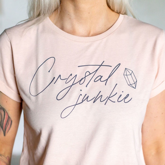 T-shirt "Crystal junkie" Misty Pink - Yogia
