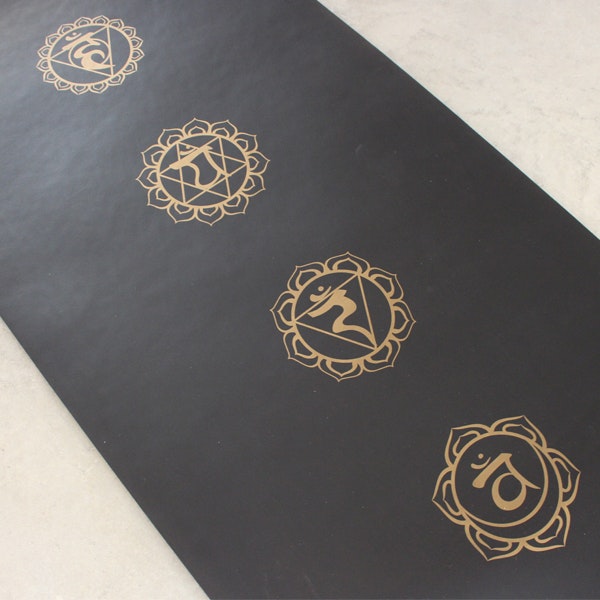 Yogamatta Chakra guld 183x61 cm 4 mm + Yogaväska - Vackraliv Yoga
