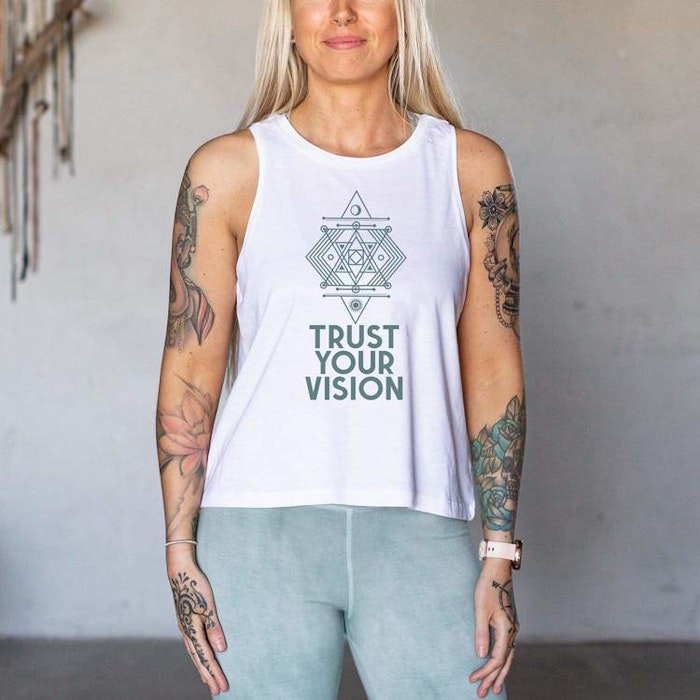 Linne Tank Top "Trust Your Vision" White - Soul Factory