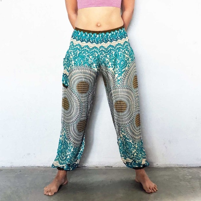 Relaxbyxa nr. 26 Raka turkos/lime - Bohemian Harem