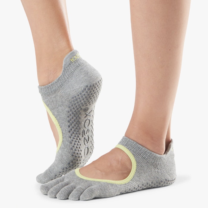 Yogastrumpor Fulltoe Bellarina Grip Heather Lime Grey - Toesox