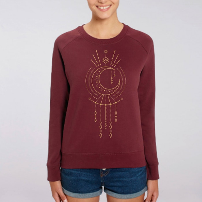 Sweatshirt "Geometric Moon"  Burgundy - Soul Factory
