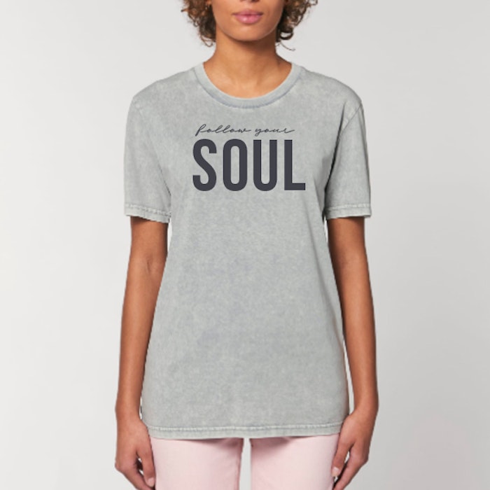 T-shirt Unisex "Follow your soul" Aged grey - Soul Factory