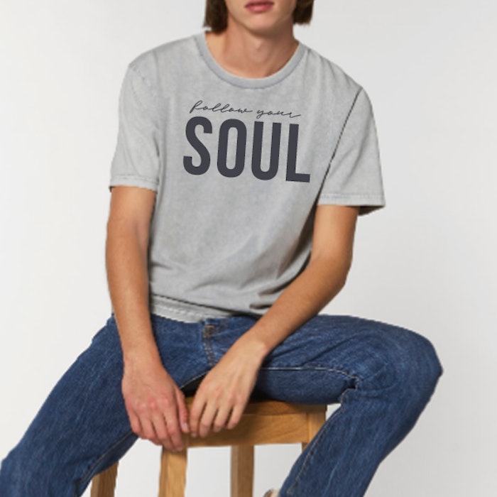 T-shirt Unisex "Follow your soul" Aged grey - Soul Factory