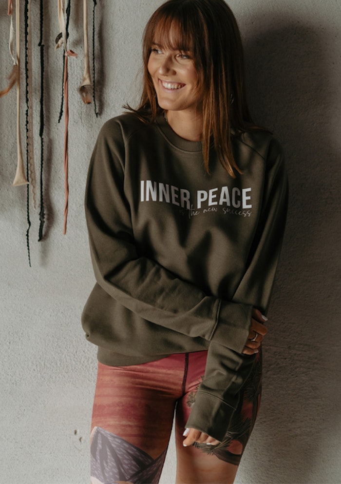 Sweatshirt Unisex "Inner peace is the new success" Khaki - Soul Factory