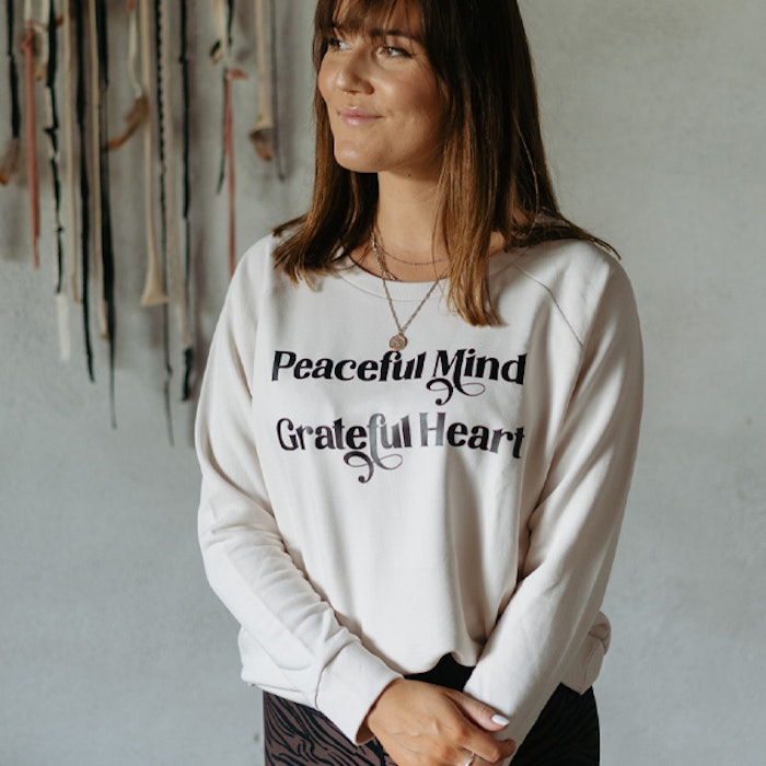 Sweatshirt "Peaceful Mind Grateful Heart" Vintage White - Soul Factory