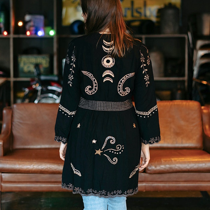 Kimono Angelina Duster Mini Black - Zaimara