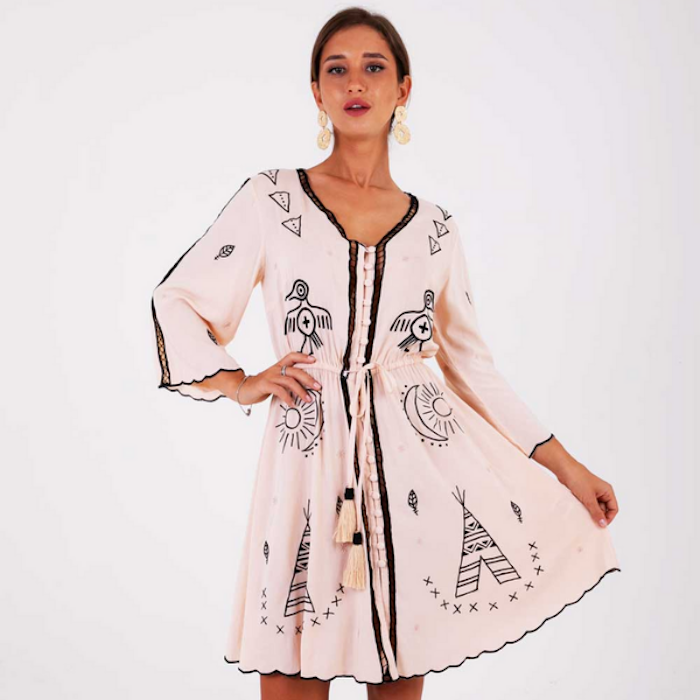Klänning Mayan Mini Kimono Dress - Zaimara