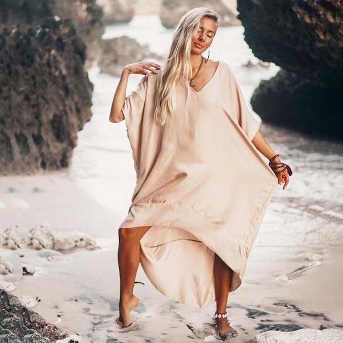 Luxe silk Kaftan Champagne caramel wings- Warriors of the divine