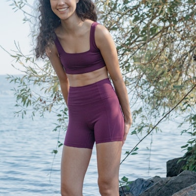 Yogashorts Run High Rise Plum - Girlfriend Collective