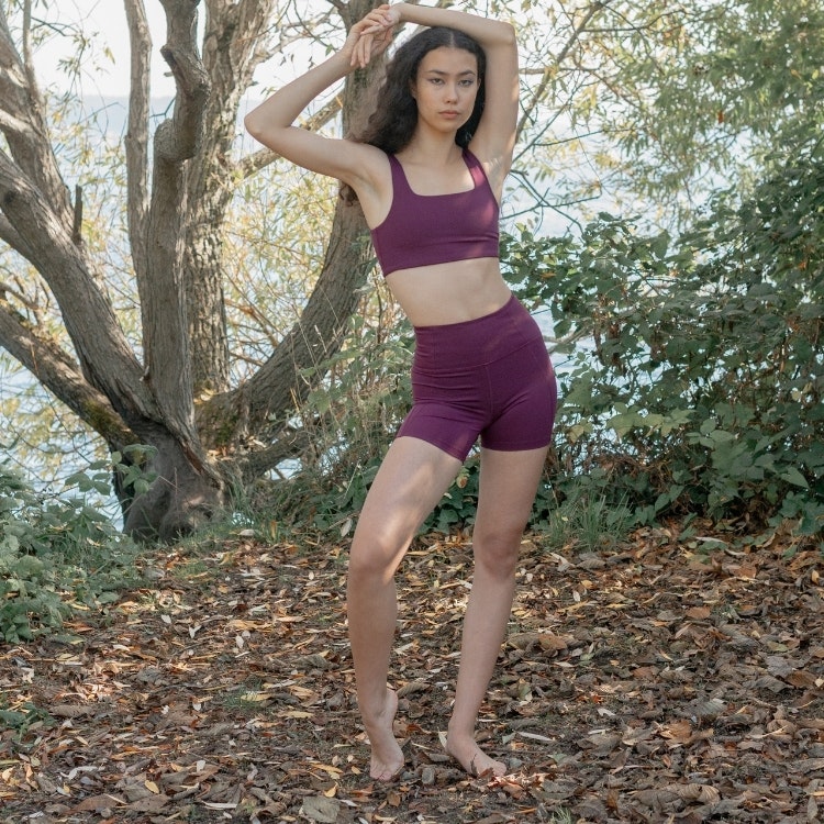 Yogashorts Run High Rise Plum - Girlfriend Collective