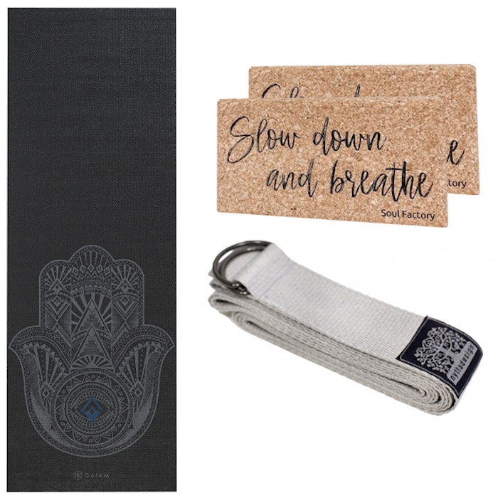Yoga-Kit Grey Hamsa & Silver 4mm