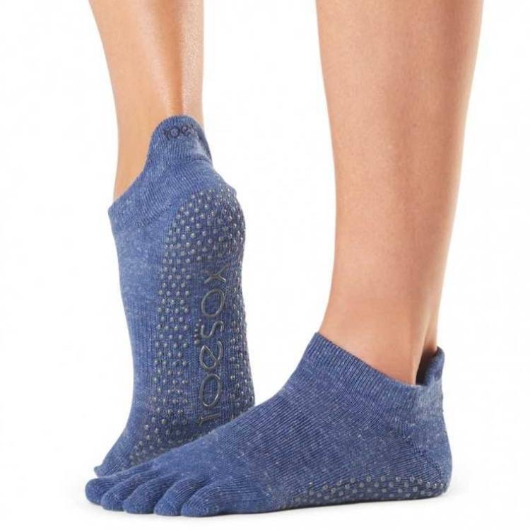 Black ToeSox Full Toe Ankle Grip Socks 