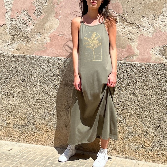 Ekologisk klänning Palma dress dusty olive - Santa Ni