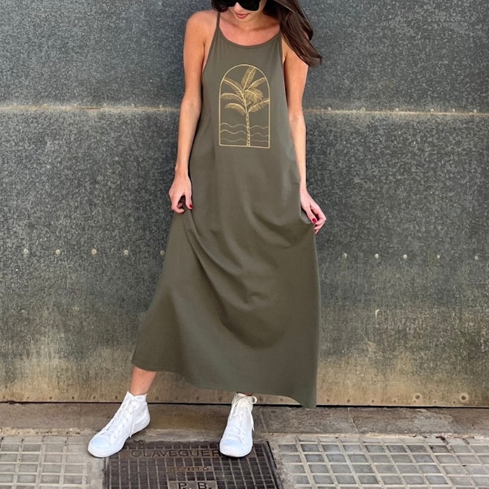 Ekologisk klänning Palma dress dusty olive - Santa Ni