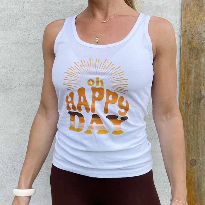 Linne Tank Top "Oh Happy day" White - Soul Factory