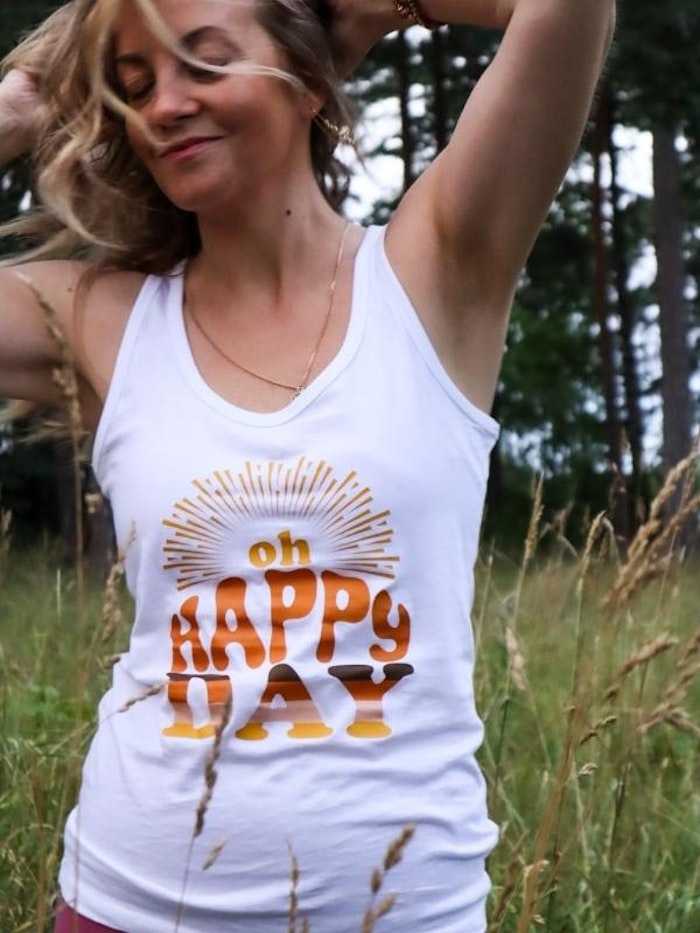 Linne Tank Top "Oh Happy day" White - Soul Factory